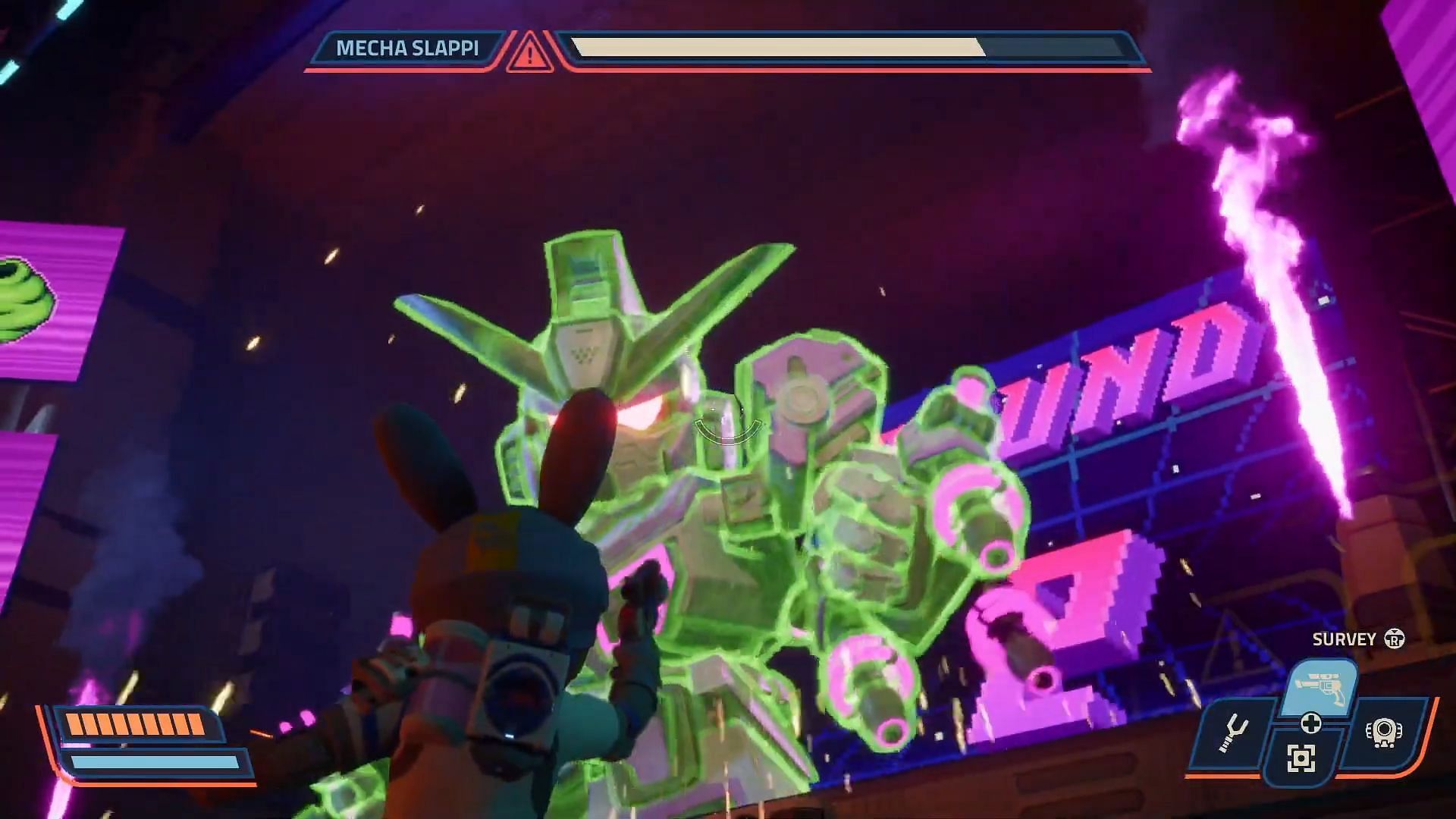 Slapp's Green Shield in Revenge of the Savage Planet (Image via Raccoon Logic Studios // YouTube@Hikikomori Gaming)